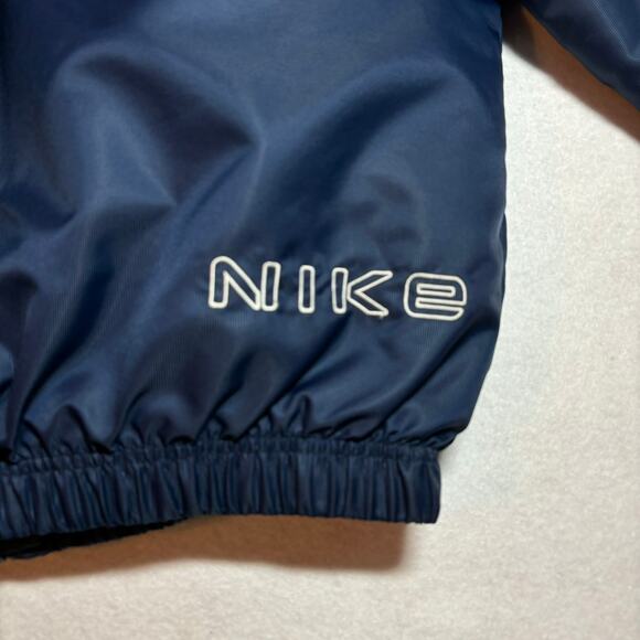 Vintage 90s NIKE Women's Size Medium Full Zip Puffer Jacket Navy Blue Spell Out - Picture 8 of 9